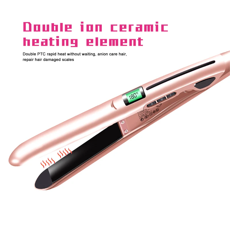 Professional Hair Straighter  Plate Flat Iron Fast Heating-up with Rotating Adjustable temperature
