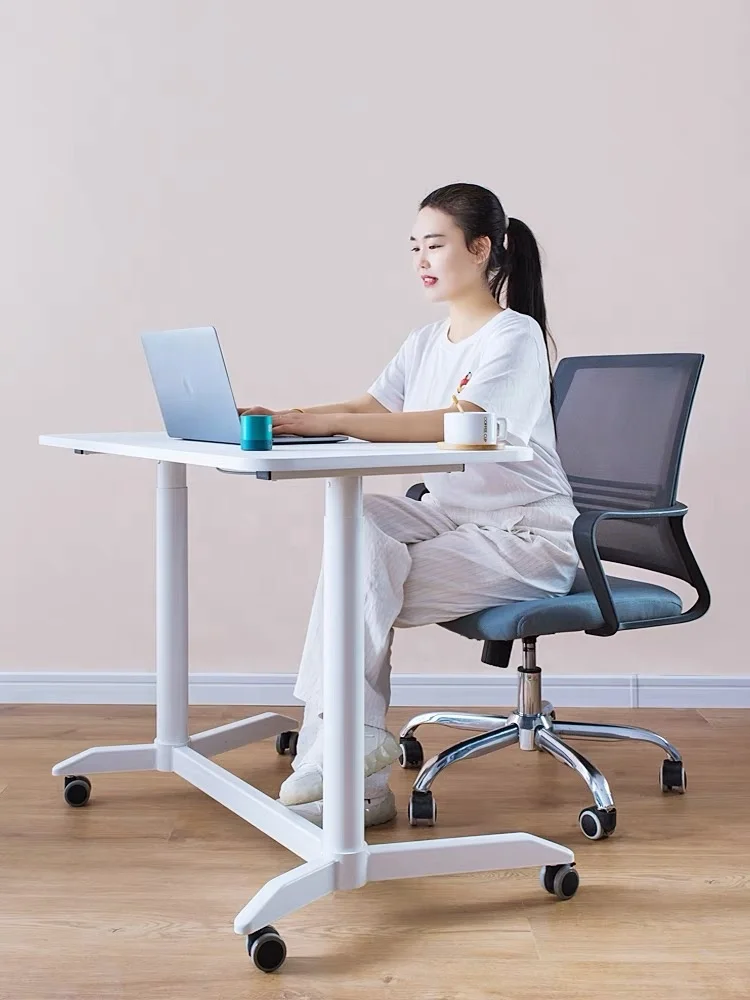 Ergonomic Pneumatic Two Legs Height Adjustable Office Desk Working Table Standing Home Office Desk
