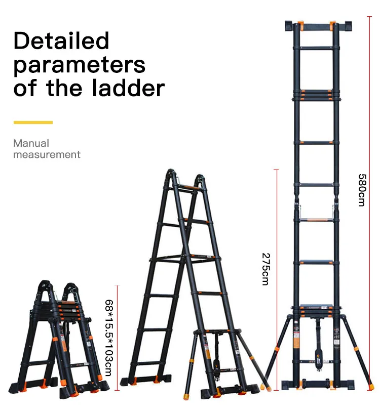 Portable Foldable Aluminium Telescopic Attic Step aluminium Extension Ladders