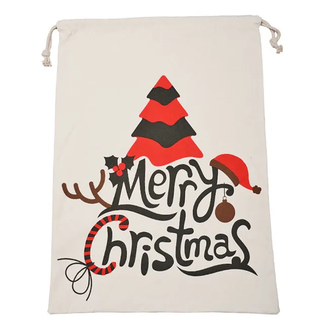 
Wholesale Eco Friendly Custom Logo Large Small Cotton Canvas Christmas Drawstring Bag Christmas Gift Bags Pouch 