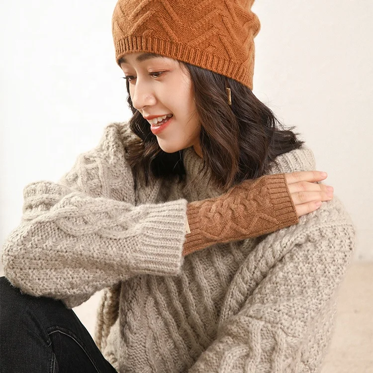 
Fashion basic style fingerless cashmere gloves winter cute paw glove 