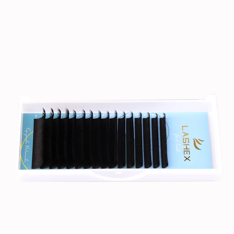 Wholesale Private Label jet black ellipse flat lash extension with custom logo trays classic eyelash extensions