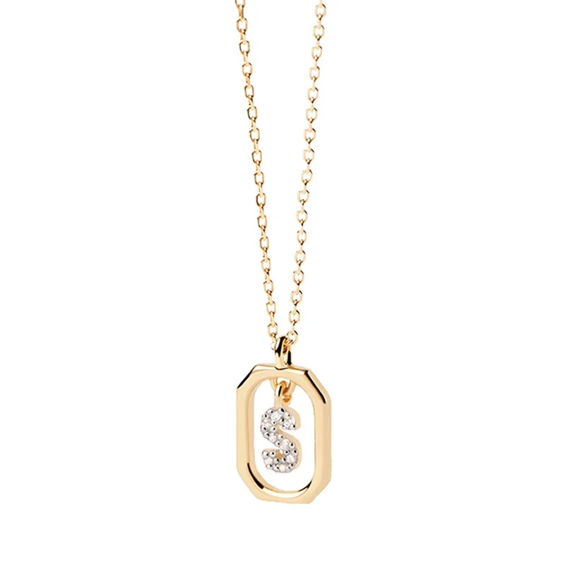 Hot-Selling Spanish Mini Letter 18K Sterling Silver Necklace with Zircon Casual Accessible Luxury Style for 520 Gift New Product