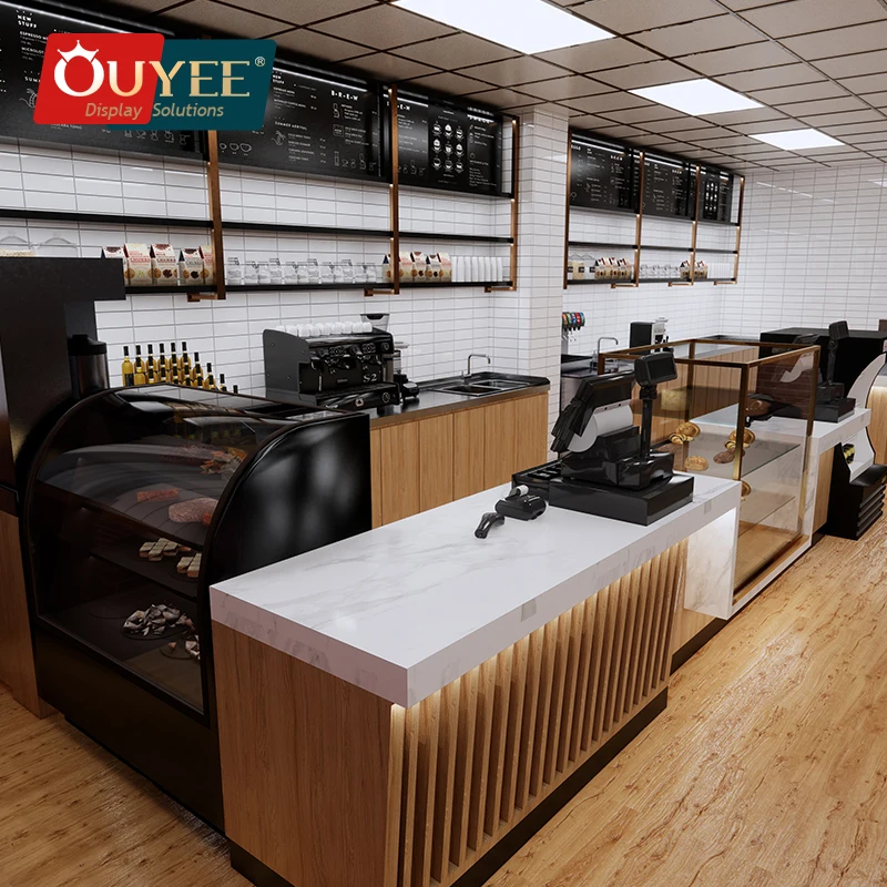 Modern Coffee Shop Counter Design Cafe Bar Table Coffee Shop Supplies for Coffee Store Showroom
