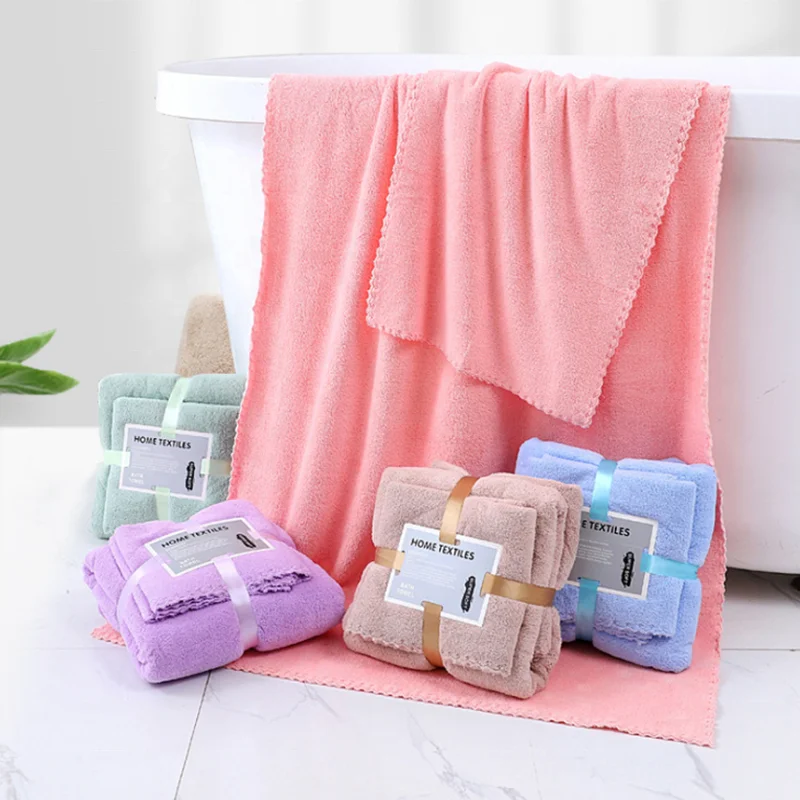 Luxury Women Gifts Super Soft Quickly Dry Multicolor Household Coral Fleece Microfiber Bath Towel Set