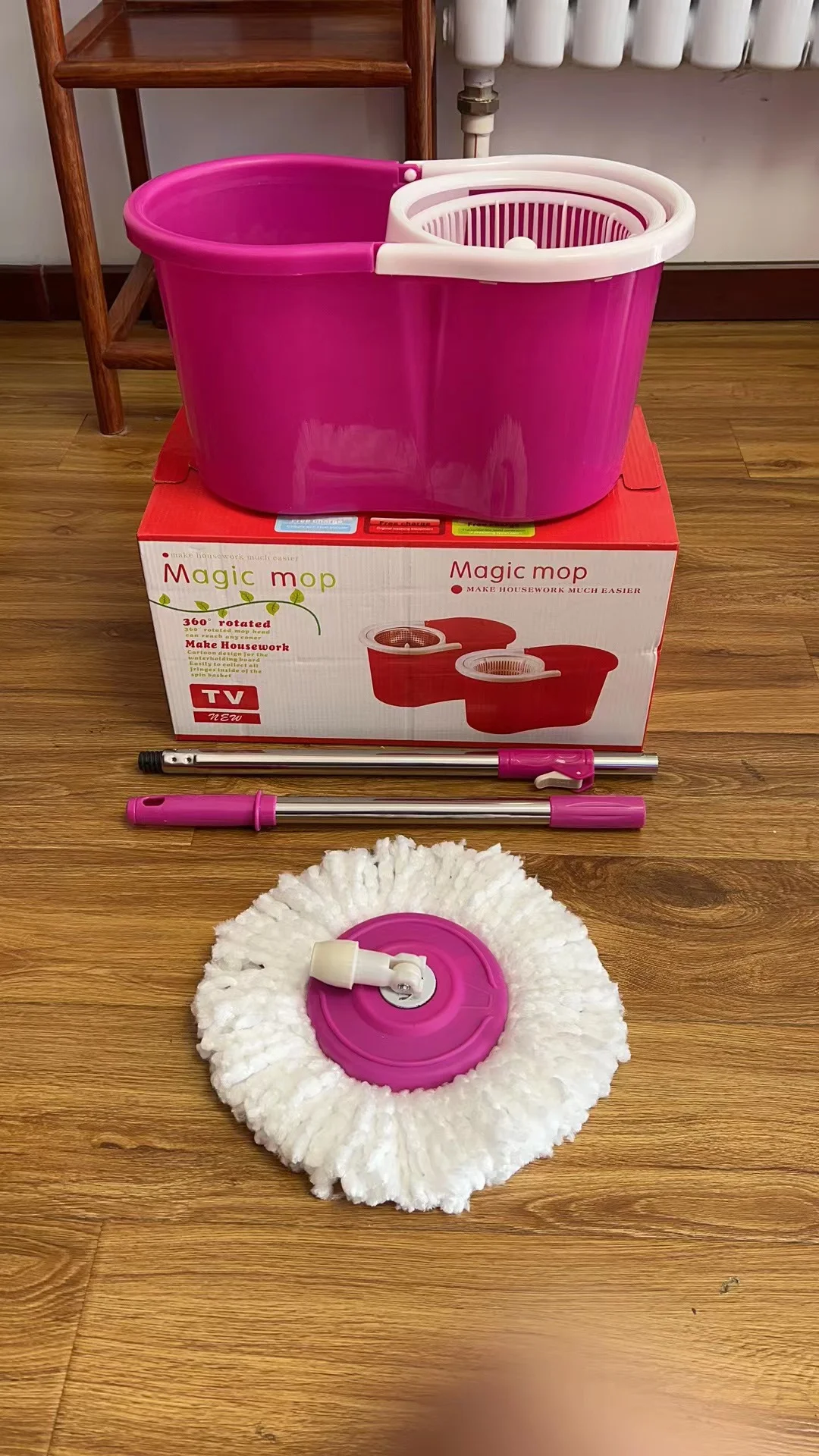 Mini Size Floor Cleaning Bucket Mops Plastic Steel Basket Easy Clean Bucket Mop Microfiber Spin 360 Magic Mop