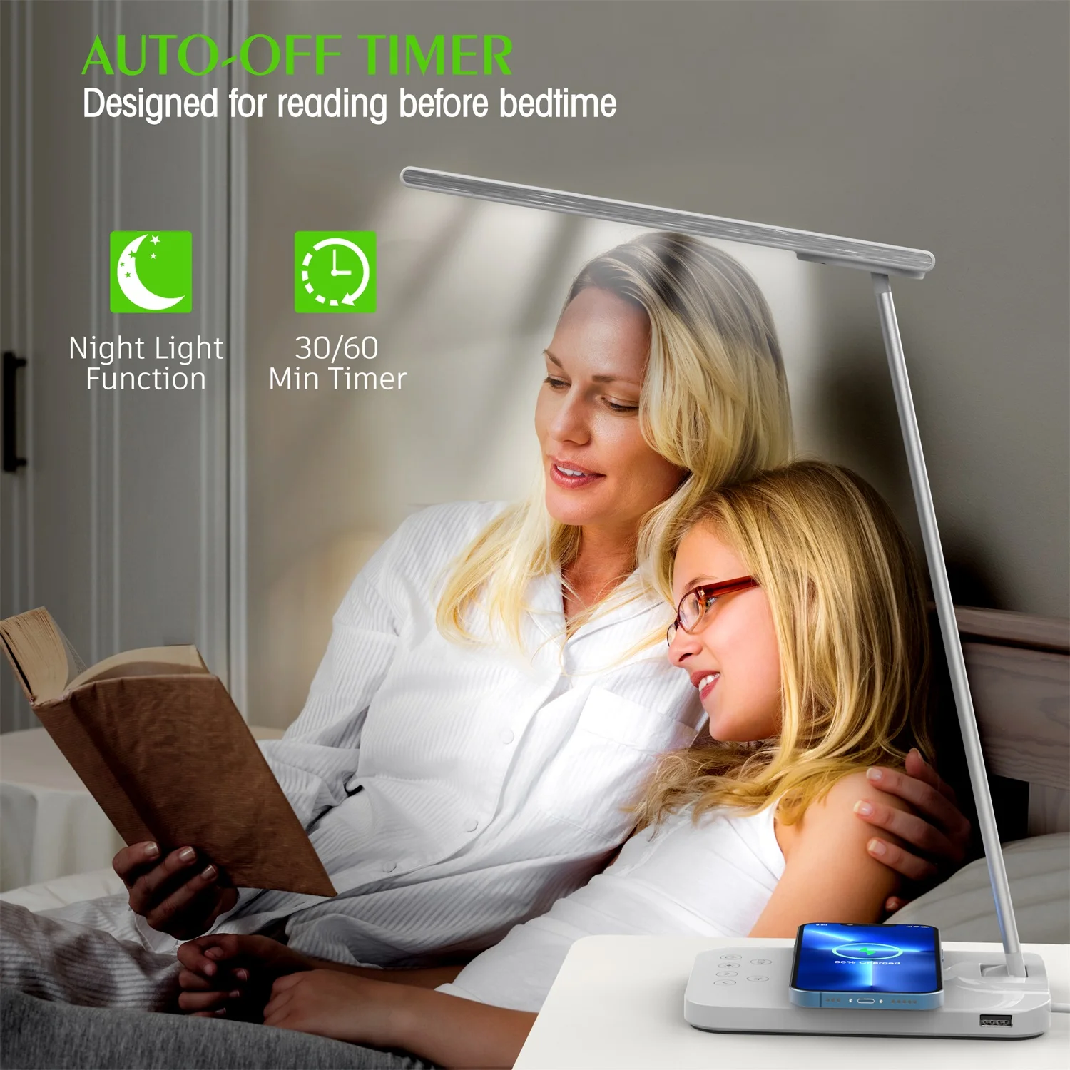 Amazon Hot Sale 2022 fold nail led table desk lamp with wireless led table lamp usb battery power hotel desk lamp