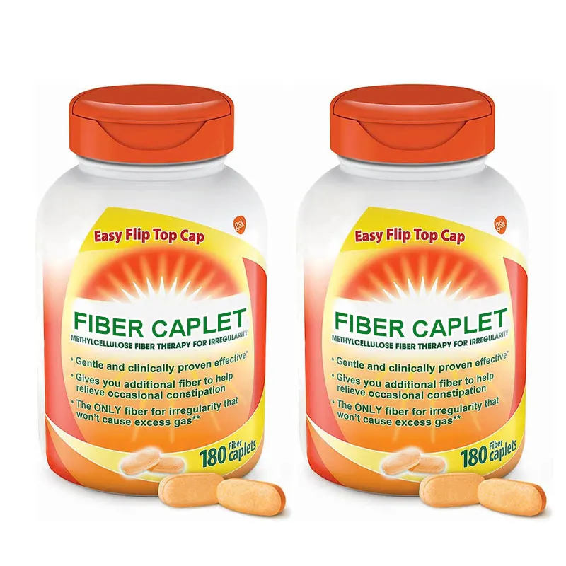 Fiber Therapy Caplets capsule tablet for Irregularity, Easy to Swallow Methylcellulose caplets , 180 Count