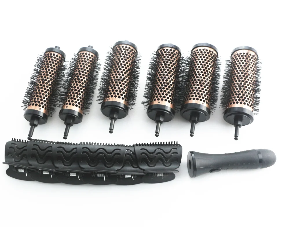Detachable hair brush set with clips new style ceramic ionic removable handle hair brush