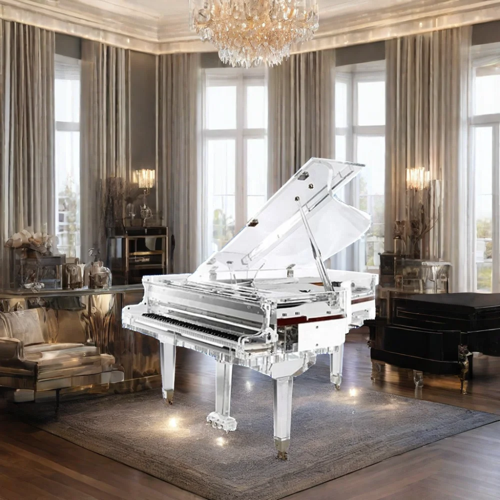 Best-Selling World-Wide Wedding Favor Mechanical Acrylic Crystal Piano Elegant Upright Grand Piano with Keyboard Model Number