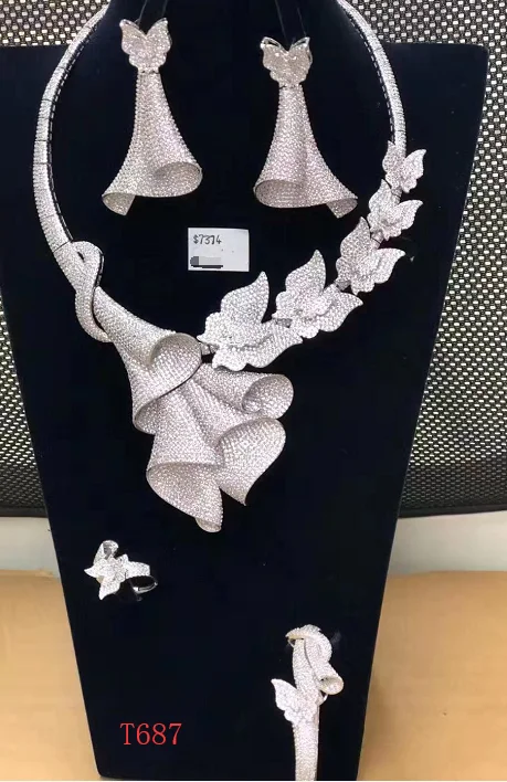 Set-111 Xuping  women jewelry necklace set zircons paved bridal wedding set