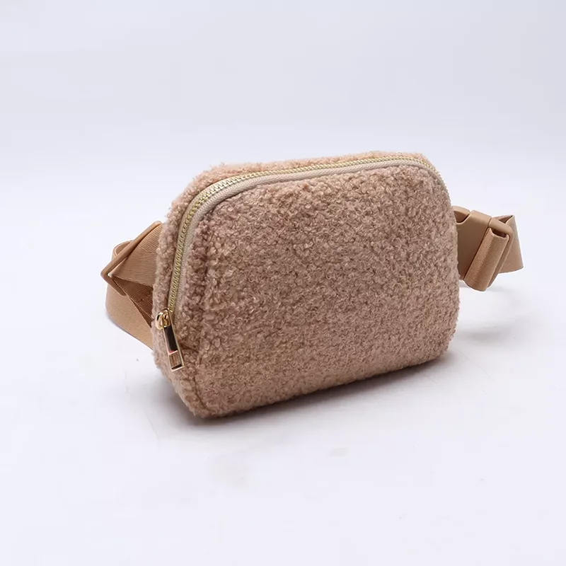 Factory Custom Cute Women Bumbag Outdoor Mini Sherpa Fanny Pack Sport Running Waist Fleece Belt Bag Luxury Bum Hip Crossbody Bag