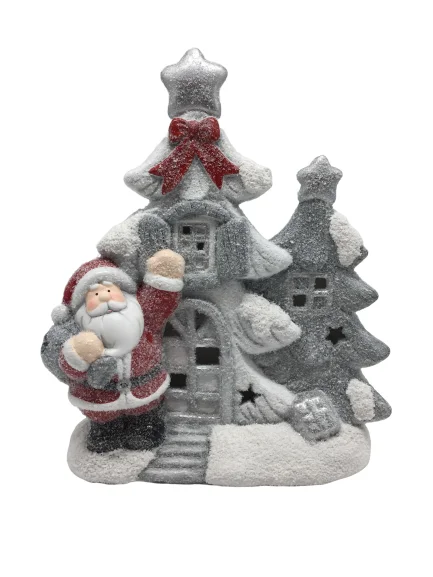 2020 Christmas santa claus laterite ceramic village houses to paint home decoration with gold powder