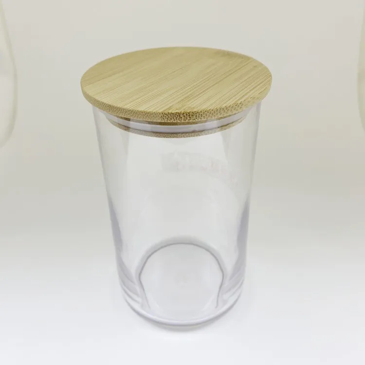 Eco-friendly PLA Biodegradable Glass Food Jar with Bamboo Lid round Shape Board for Lamp Base and Holders