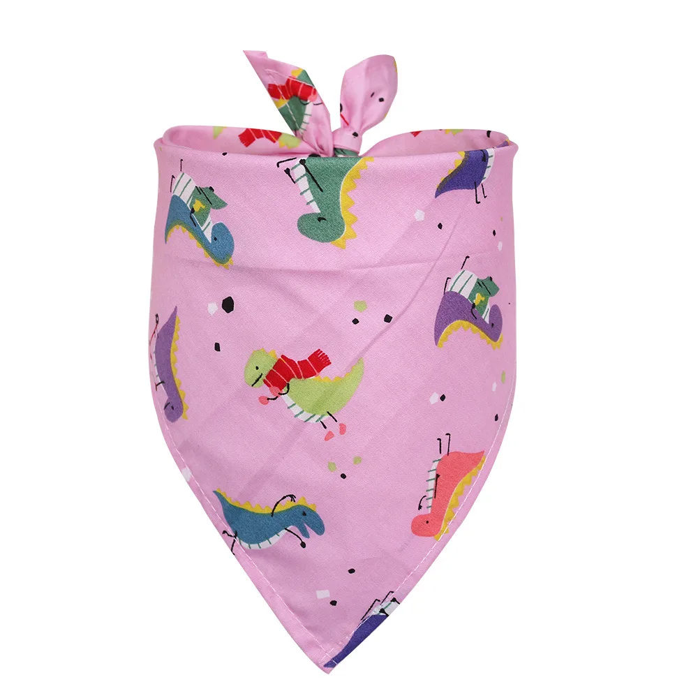 Dinosaur Pattern Fabric Kerchief Collar Scarfs Pet Bibs Reversible Animals Design Dog Bandana