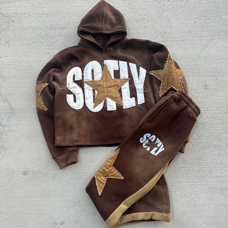 Custom Embroidered Patches Logo High Quality Pullover Sweatshirts Drop Shoulder Fleece French Terry Oversized Hoodies