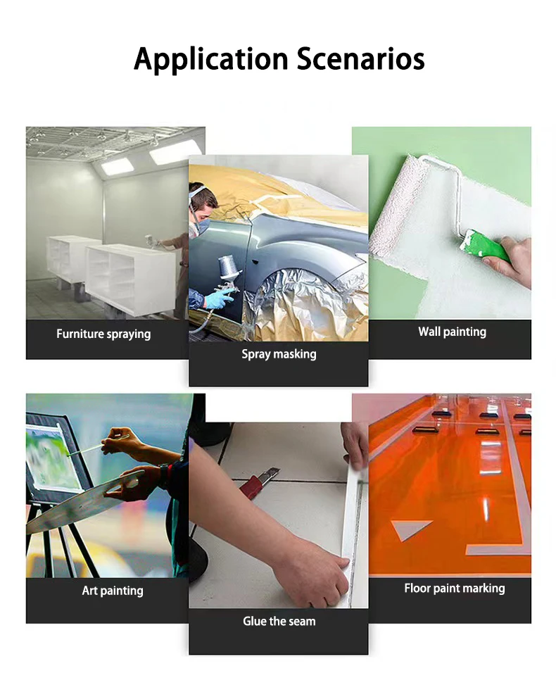 Factory Customized No Residue High Adhesive Paper Without The Wall Tear Masking Tape For Painting