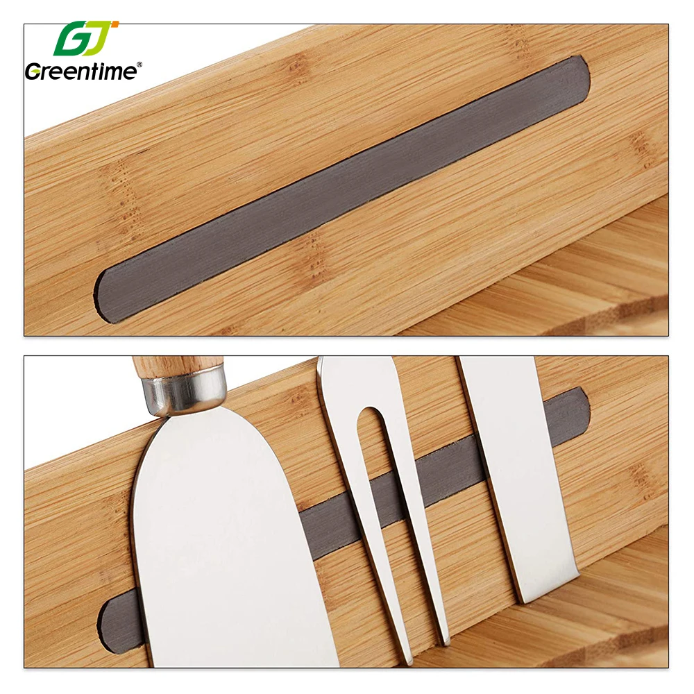 Butter Bread Plate Cutting Board Wooden Bamboo Cheese Board And Knife Set With Transparent Acrylic Lid