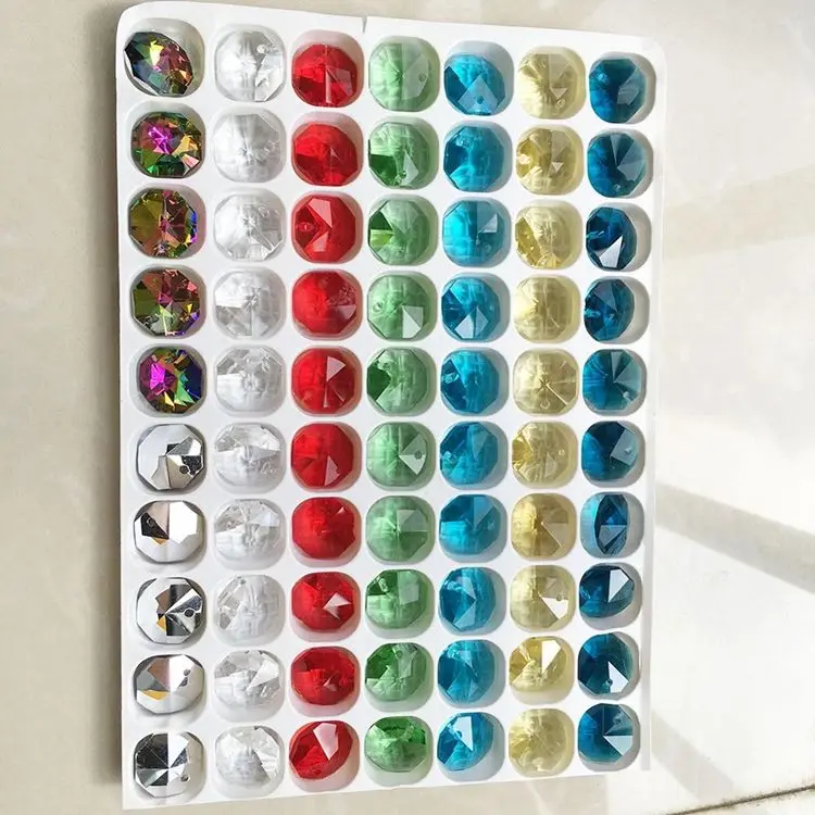 Loose Octagon Single Hole Faceted clear Crystal Glass Beads for Jewelry Making