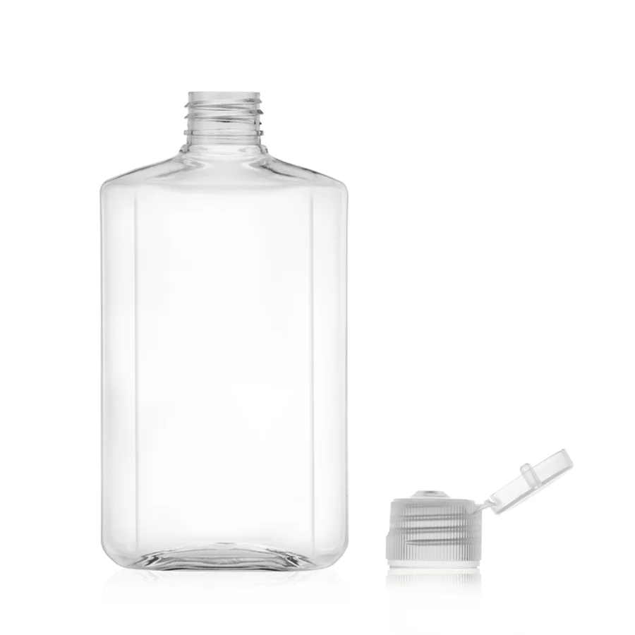 In stock 500ml PET empty clear square Octagonal squeeze plastic bottle