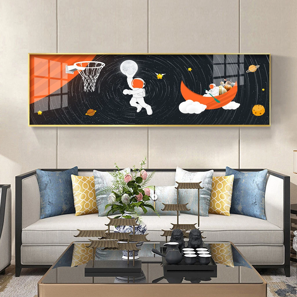 Wall frame home decoration prints cartoon art painting astronaut planet for child room