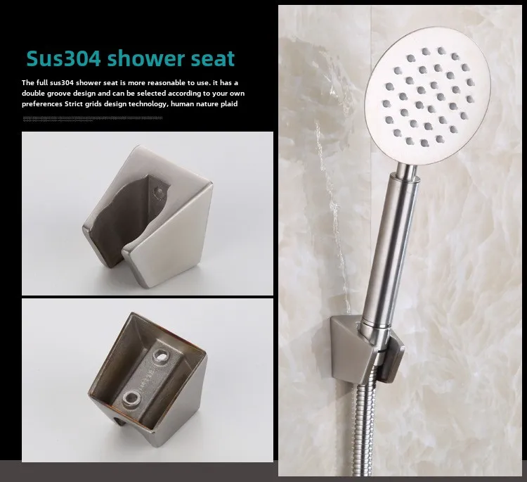 Factory Direct 304 Stainless Steel Triple Bathtub Shower Faucet Brushed Hot Cold Ceramic Mixing Valve Simple Shower Suit
