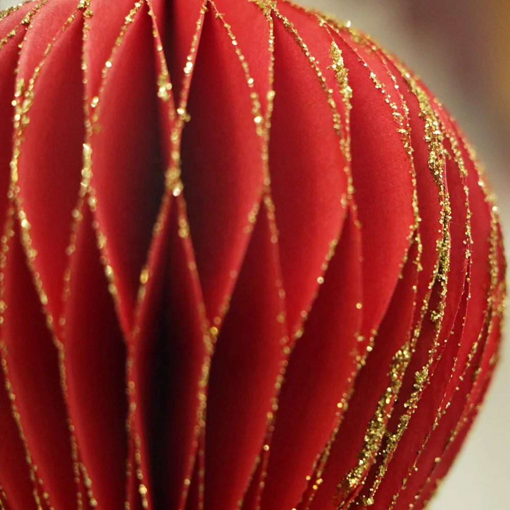 Umiss Handmade Christmas Paper Ornament Dekorations Christmas Paper Baubles Honeycomb Garland for Window Display Decoration