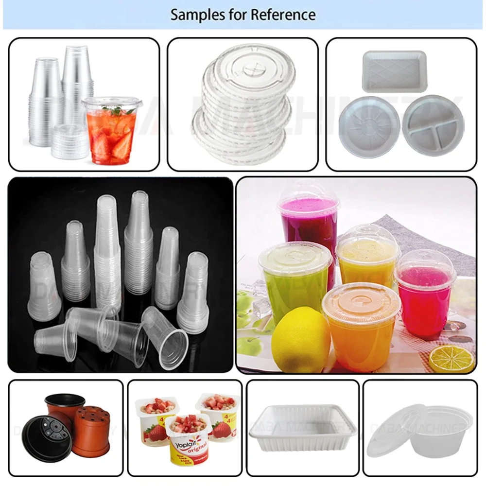 DB-750 automatic sour cream cpla plastic cup lid vacuum forming pot production machine