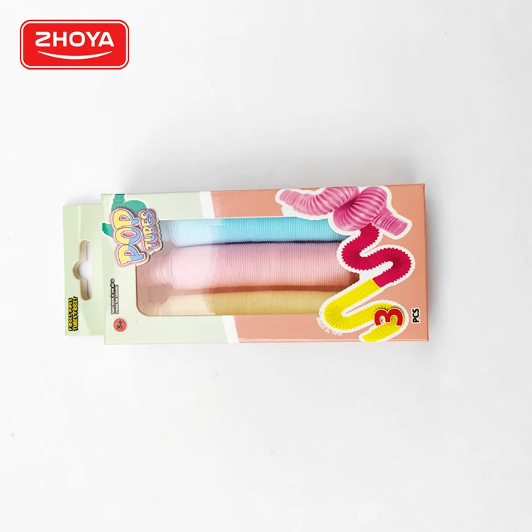 Amazon Hot Sale Funny Colorful Plastic Pop Fidget Tube Toys Sensory Pipe Pop Tubes Fidget Tube Telescopic Toys