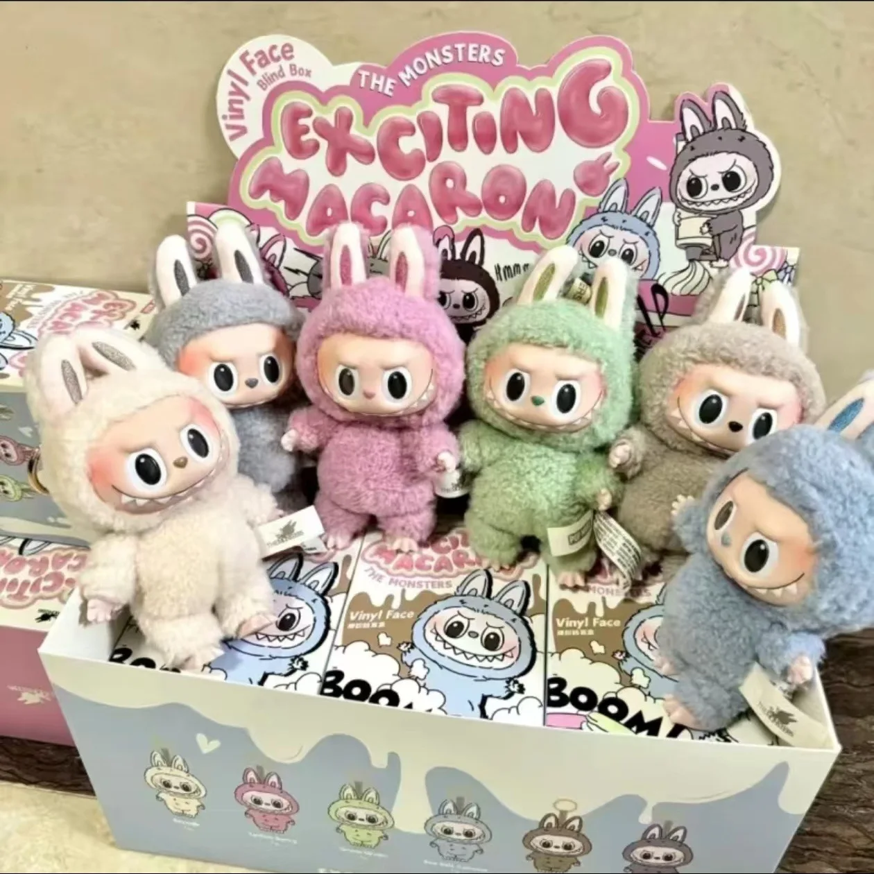 Wholesale Popmart Labubu Exciting Macron V1 Blind Box Action Anime Figures 17cm Cute Mystery Box Toys