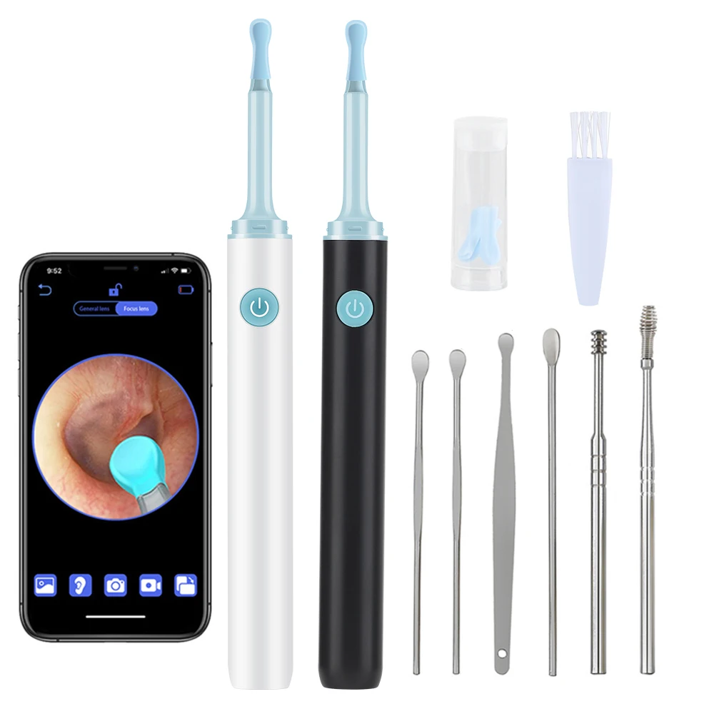 Wireless Smart Visual Ear Wax Removal Tool Kit WiFi Ear Pick Otoscope Ear Cleaner Camera