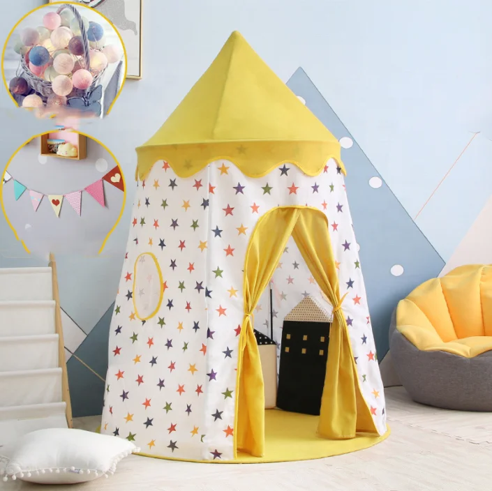 Yellow Color Party Playhouse Indoor Children Mini Play Toy Indian Teepee Tipi Tents For Kids Children Tent Kid Tent