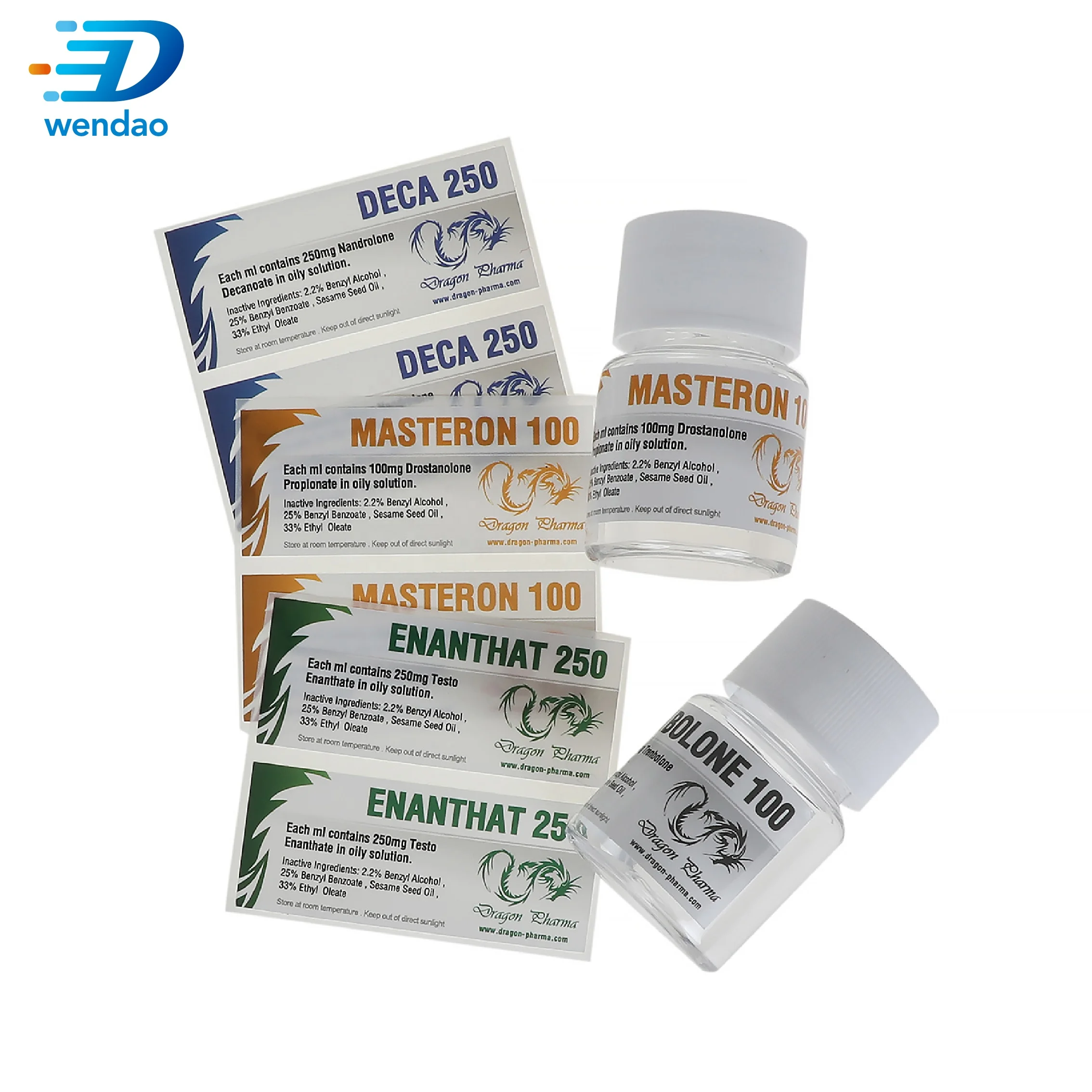 dragon pharma lab brand custom printed hologram pill bottle custom label