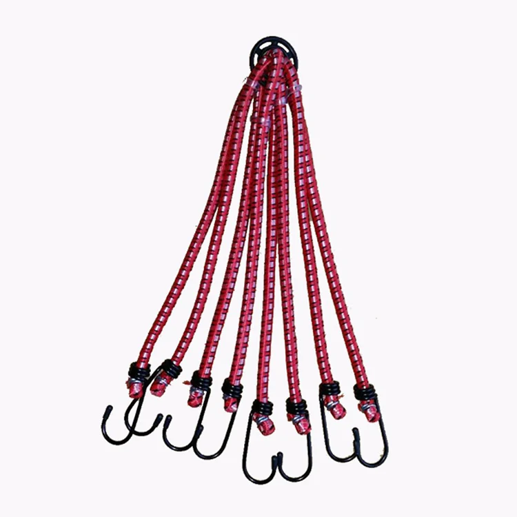 Adjustable Elastic Flat Loop Rope Heavy Duty Tie Down Jumping Bungee Cord With Metal Hook