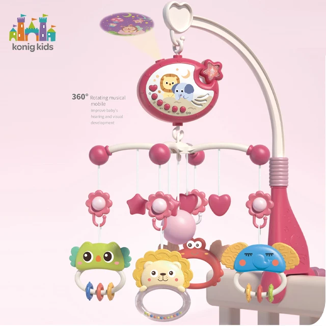 Konig Kids Jouet Pour Enfant Timing Baby Musical Crib Mobile With Star Projector Lights Music Box &Rattle Musical Baby Mobile