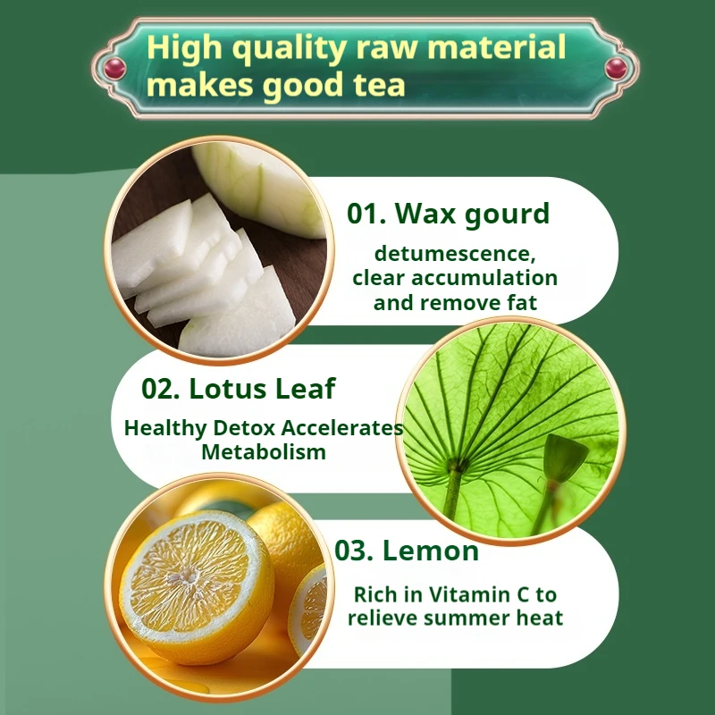 Winter Melon Lotus Leaf Lemon Tea Natural Ingredient Fat Burner Detox Herbal Tea Slimming Supplement Weight Loss Products