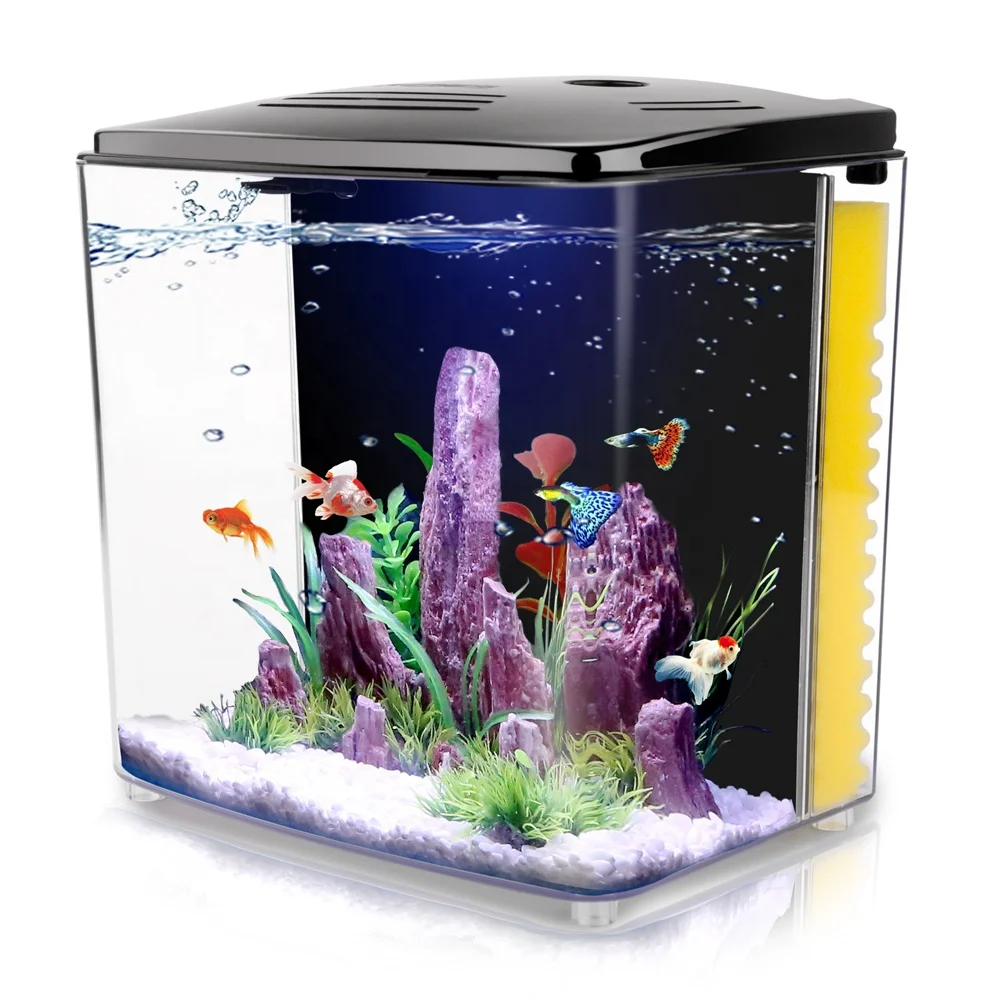 Модный домашний аквариум для рыб FREESEA, мини аквариум с закругленными углами, маленький аквариум для рыб (1600348498140)