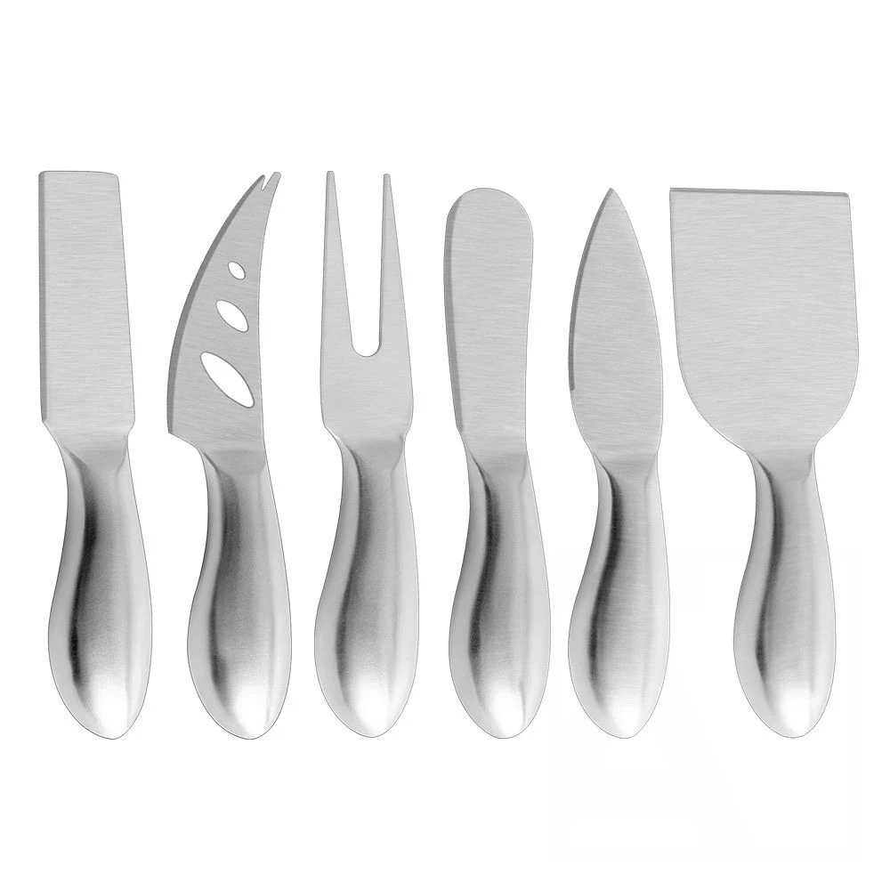 High Quality 6pcs Stainless Steel Cheese Knife Set Fork Spatula Baking Tools Cheese Knives with Collection Gift Box