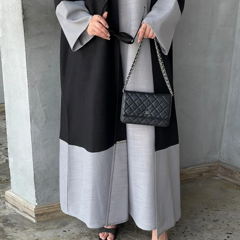 2024 Wholesale Modest Open Abaya Dress Set Women 2PC Arabian Modest Muslim Dress with Hijab Islamic ArabTurkish Prayer Clothes