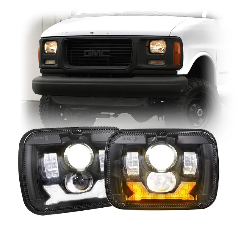 For Gmc Savana Parts 5x7 inch Led Headlights for 1996-2017 Gmc Savana Van 1500 2500 3500 4500 Accessories Cargo Van