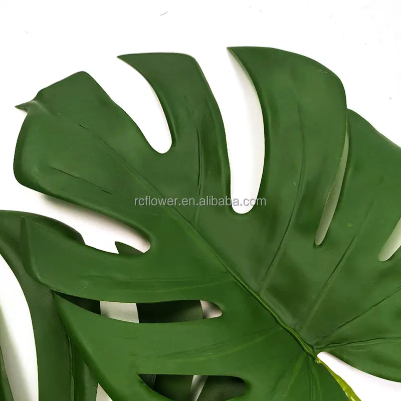Artificial Palm Leaf Quality Artificial Deliciosa Monstera Decoration Tropical Palm Leaf Real Touch Latex Green Leaves