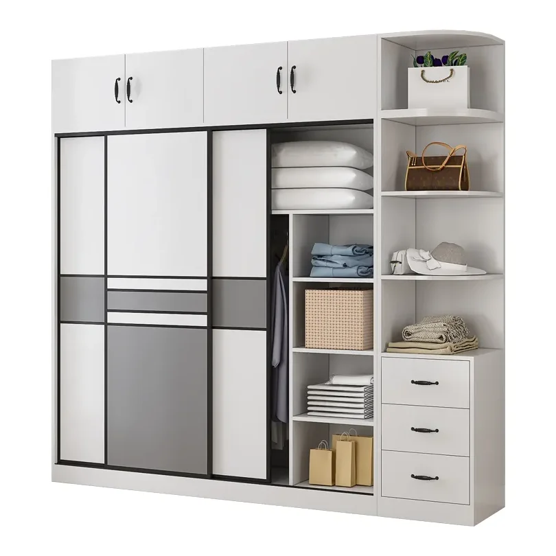 Width 200cm 2 Door Clothing Hotel Room Cabinet Wood Modern Organiser Furniture Wooden Bedroom Wardrobes Storage Cloth Cupboard F