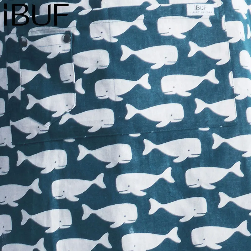 Cheap Fashion Cute Fish Printing Cotton and linen fabric Family Kitchen Apron coffee work clothes apron  Waiters Uniform Apron