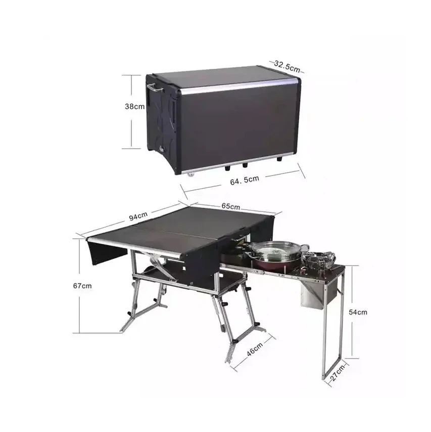 Full Set Outdoor Kitchen Hiking Cooking Camp Travel Kitchen Box Outdoor Barbecue Family Camping Folding Table Mobile kitchen