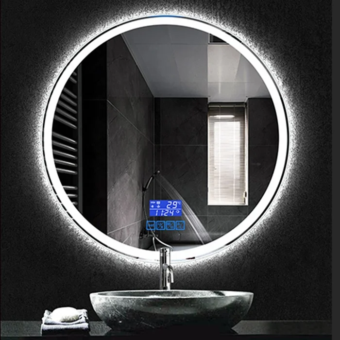 Aokeliya luxury touch screen led bath smart LED mirror for bathroom and apartment hotel project