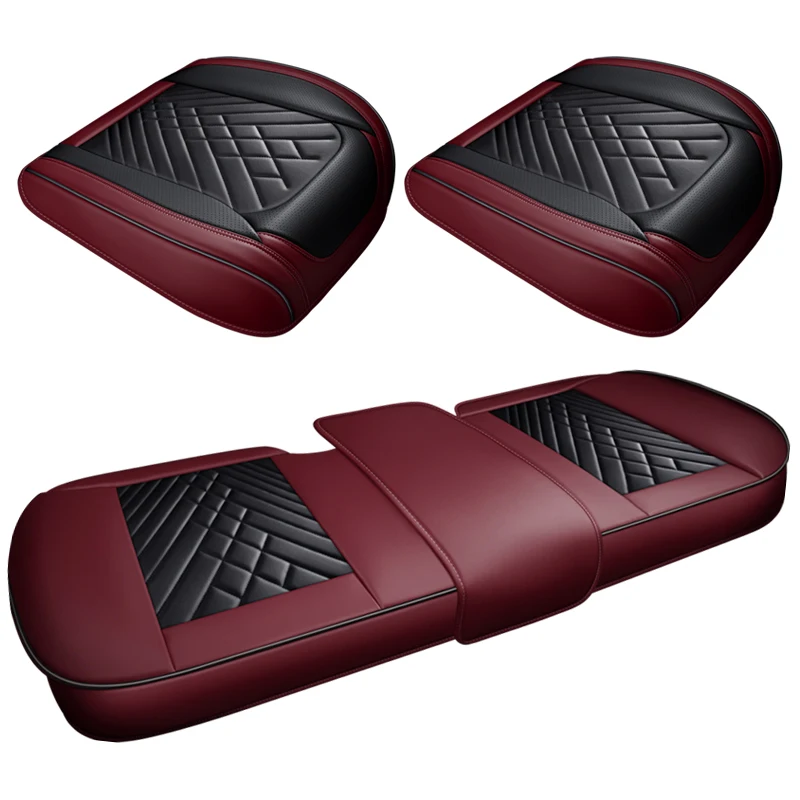 3 Packs Car Seat Covers 3D Front and Rear Car Seat Protector Universal PU Leather no back