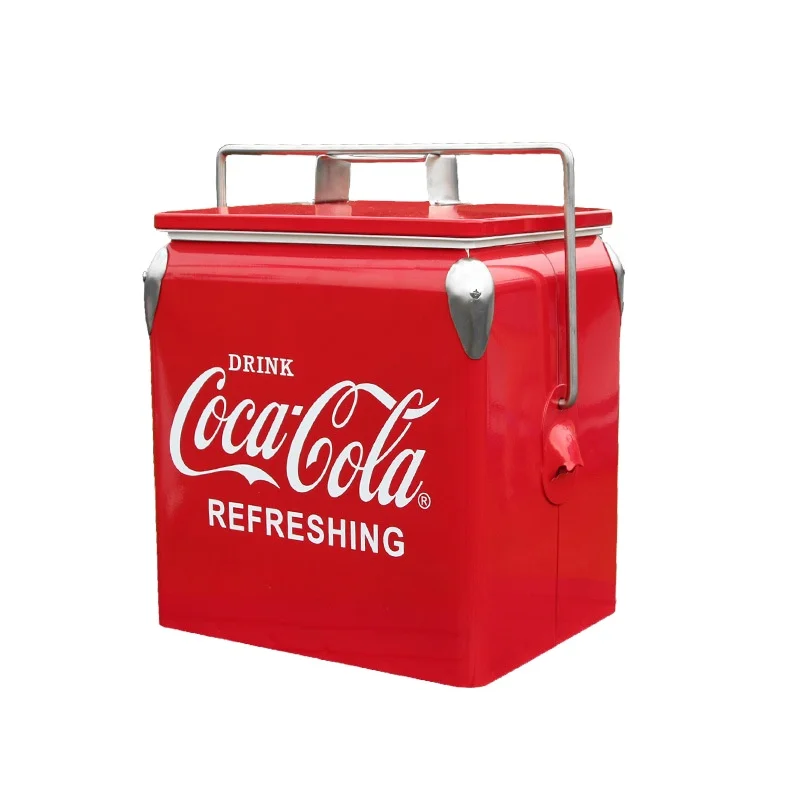 Hot Selling OEM  Outdoor Camping Ice Box 13 Liters Metal Retro Coolers Keep Food Drinks  Vintage Metal Cooler Box