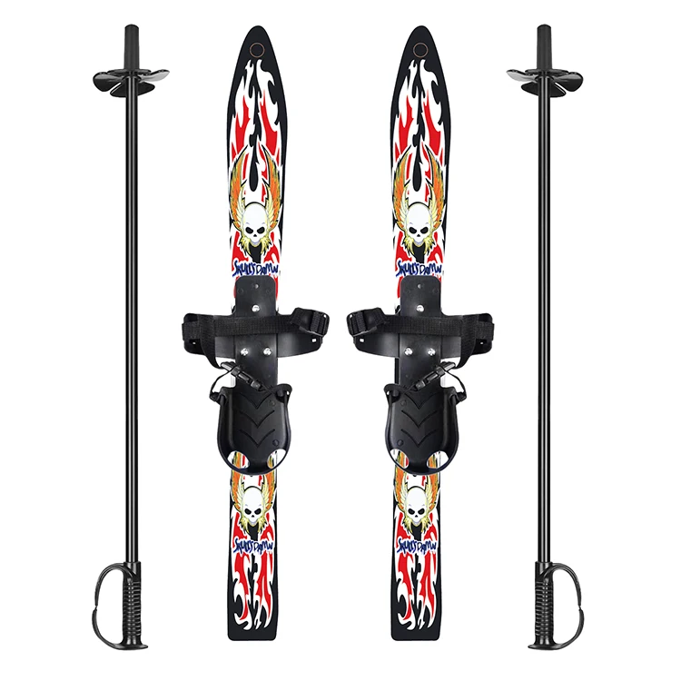 2024 New Winter Snow Sports Plastic Ski Products for Kids Children with Poles and Bindings