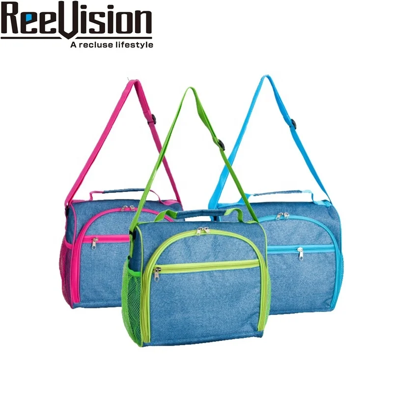 Denim fabrics insulated multicolor thermal bag food picnic camping Cooler Bag Lunch Bag