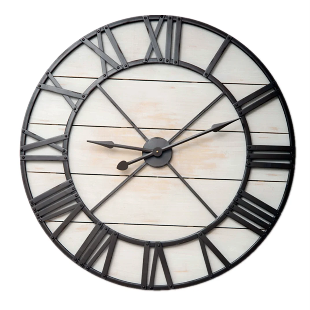 40 Inch  Large Solid Wood Hanging Clocks for Living Room Decoration Arabic Metal Wall Clock
